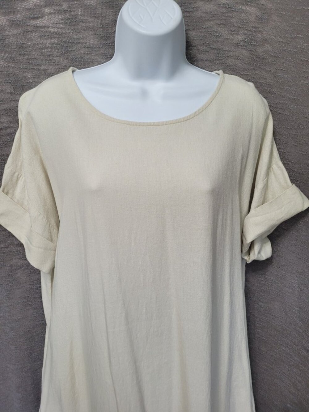 ZENANA Womens Dress M Beige‎ Linen Blend Pocket Casual Earth tone Beach Vacation